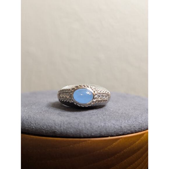 Judith Ripka Sterling Silver Blue Chalcedony Diamonique CZ Ring Size 7.75 - Picture 11 of 11